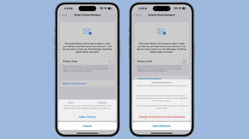 沂水苹果手机维修分享苹果 iOS 18.1 支持设置“主要”邮箱地址并更改 iCloud 邮箱 